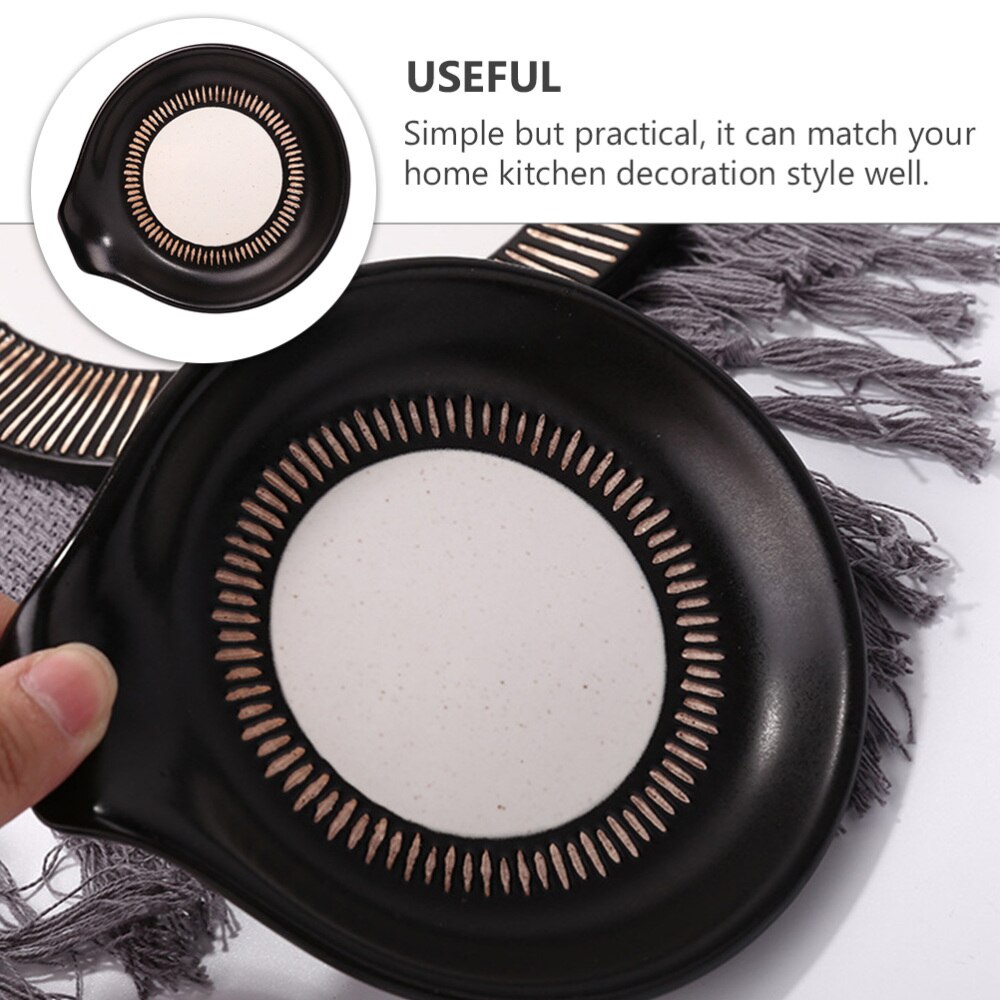 1Pc Ceramic Spoon Rest Stove Soup Spoon Rest Cooking Utensil Stand