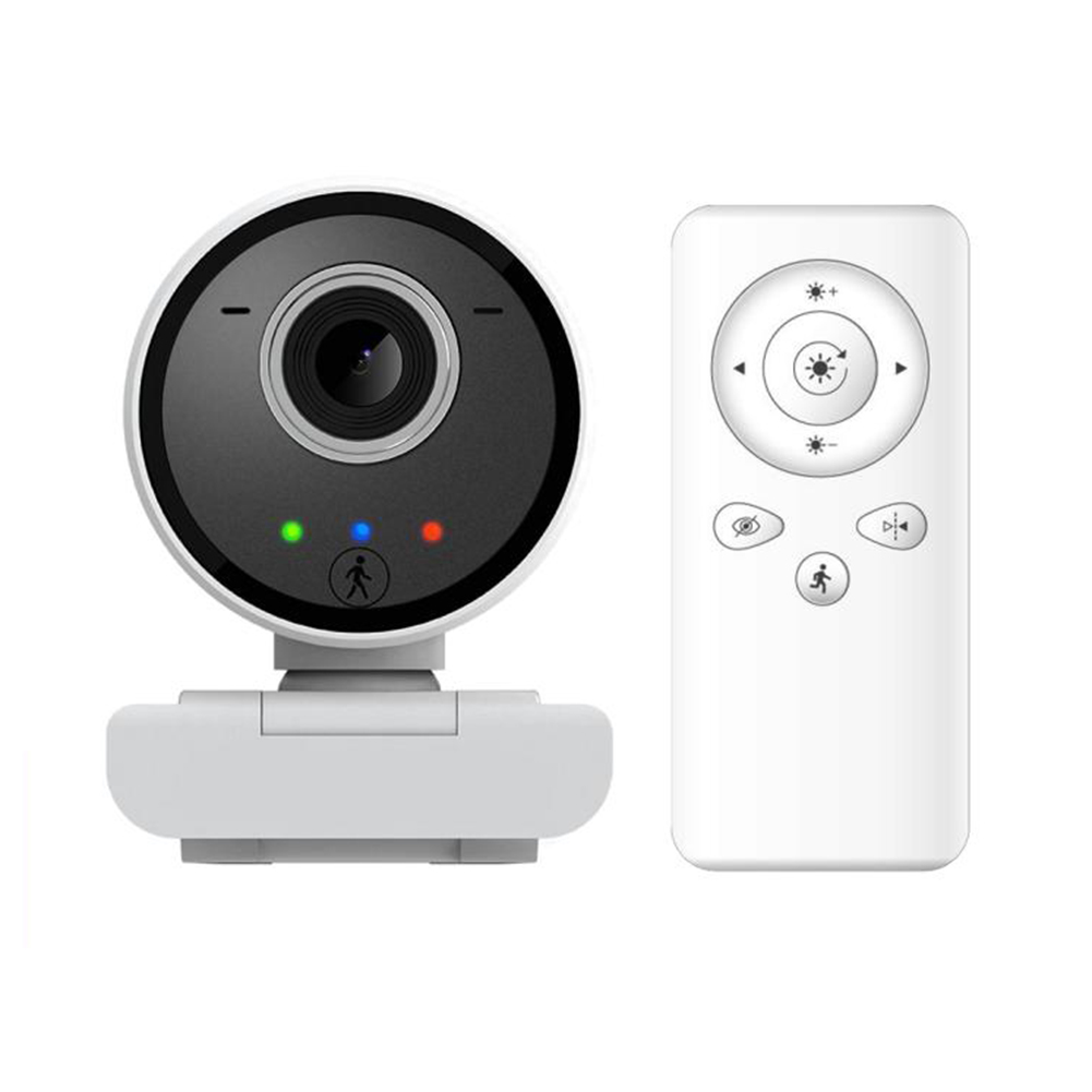 Auto Tracking Computer Webcam AI Humanoid Intelligent Tracking HD Cameras for PC Laptop Computer Peripheral: white