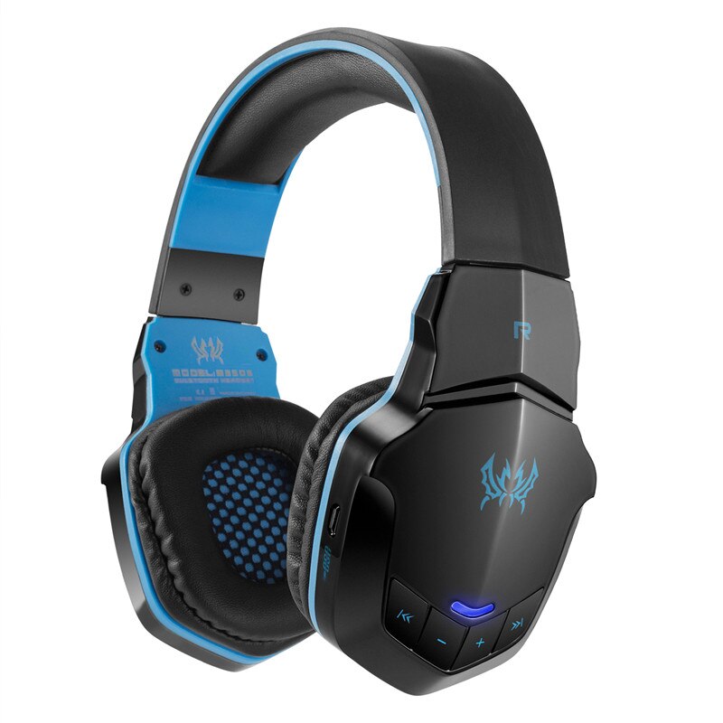 KOTION EACH B3505-auriculares, inalámbricos por Bluetooth para videojuegos, auriculares estéreo de 4,1 con Control de volumen y micrófono, auriculares de música HiFi para jugadores: black blue B3505