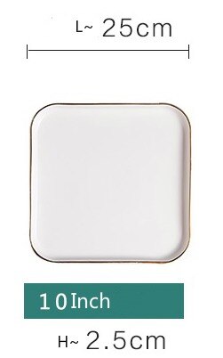 Plato cuadrado de cerámica dorada de estilo europeo, platos de cena, plato para carne de uso doméstico, contenedor de vajilla, bandeja plana, platos para Pasta: c