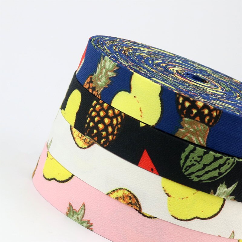 Sisi crafts tape 10 25 40mm frugtbånd vandmelon ananas print stof chiffon bias lagdeling gør det selv hår sløjfe krave trim bånd