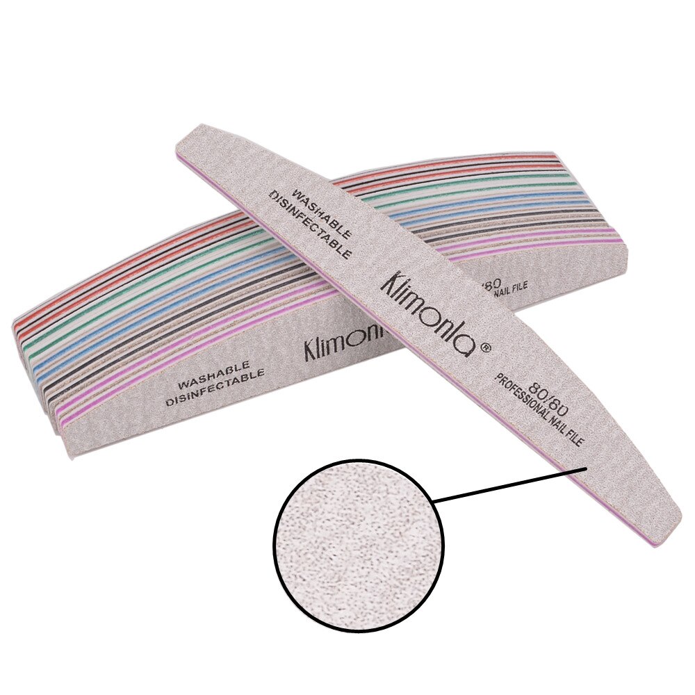 Lima de uñas , 80/100/150/180/240, lima de uñas de Gel de media luna, mezcla de colores, herramienta de belleza lavable para manicura y pedicura, 3 unids/lote: 80 grit