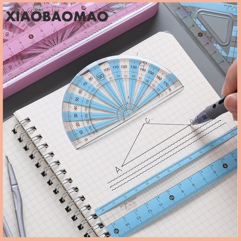 8pcs=1 Set School Metal Compass Cute Girl Stationery Student Drawing Compasso Geometry Math Drafting Tools (Included Box Pencil)