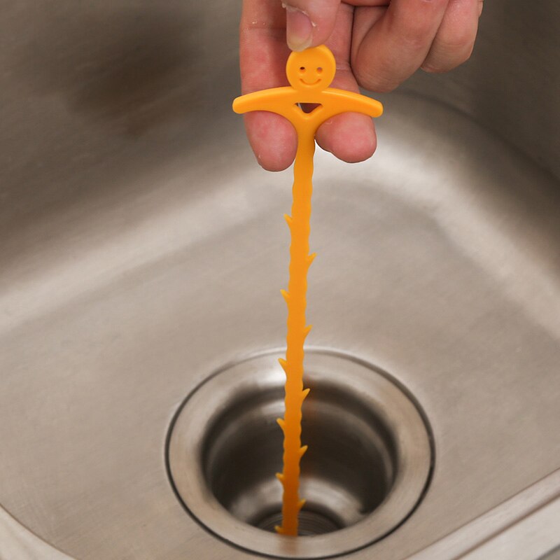 Sink Cleaning Tool Smiling Face Bathroom Hair Floor Sewer Sink Cleaning Hooks Device Removal Clog Tools
