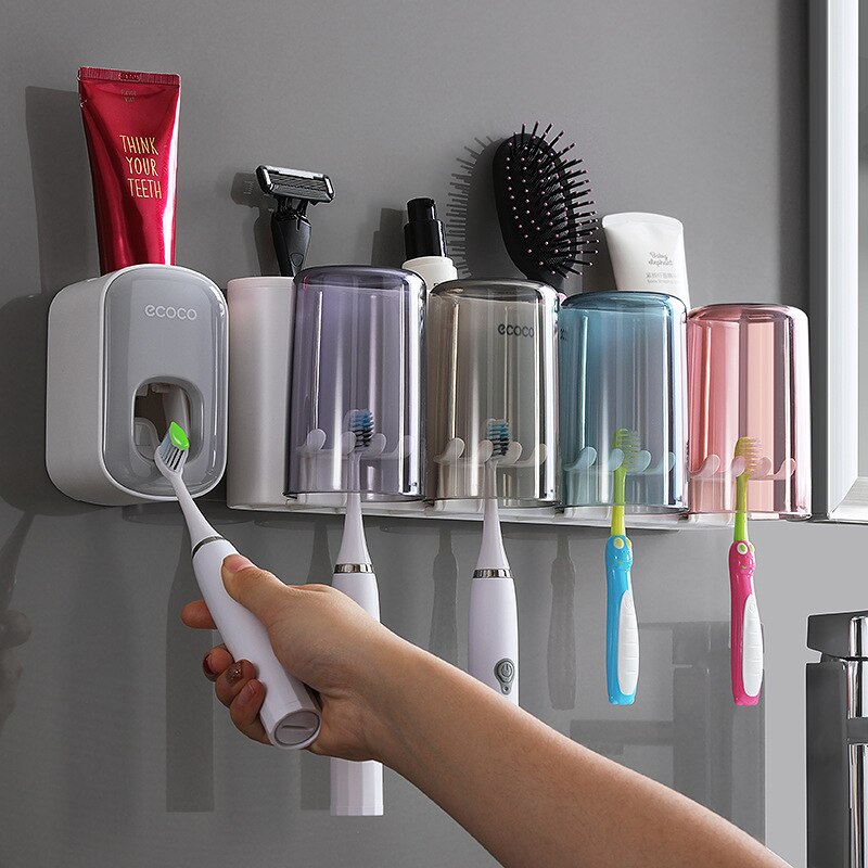 Porte-brosse à dents, support mural de toilette, gobelet de bain de bouche non perforé, ensemble de cylindres dentaires, style