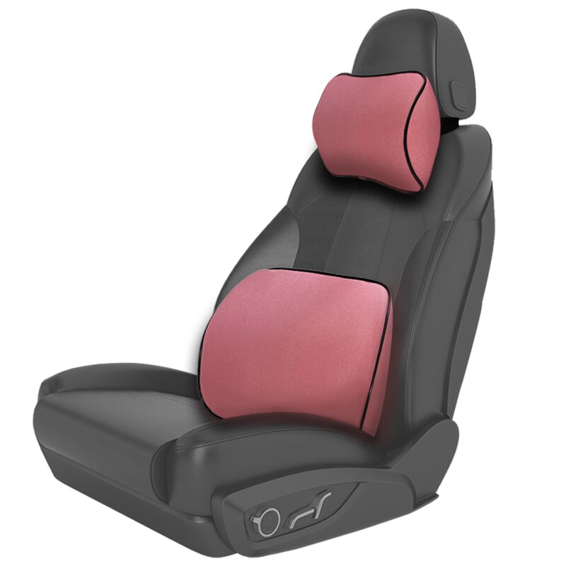 Suporte lombar de apoio para costas de carro, almofada universal de espuma de memória padrão para o assento de carro para escritório: One Set Pink