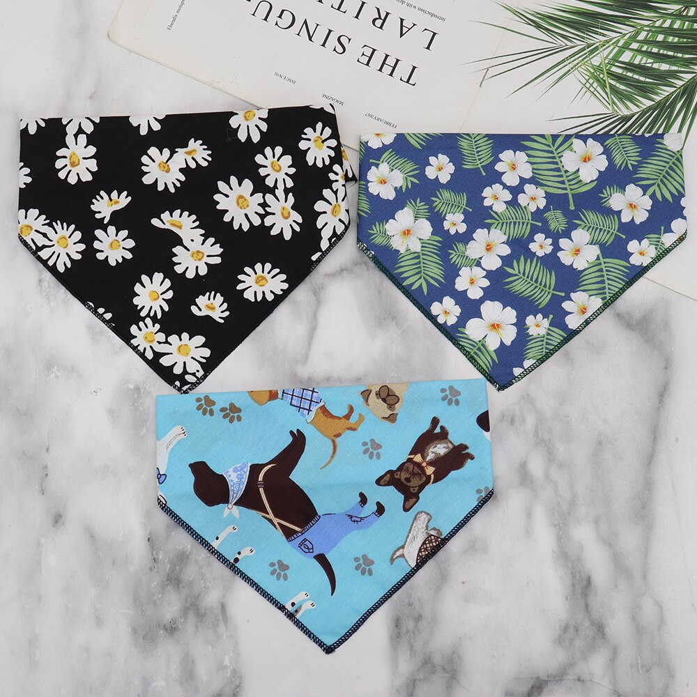 Bandana en coton doux pour chien, grand foulard imprimé à la , accessoire pour chiot, chaton, petit, moyen gabarit, chat