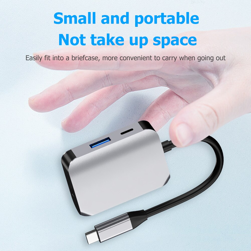 USB Type C Hub 3 in 1 USB C to USB 3.0 60W PD 4K HDMI Adapter for PC Phone