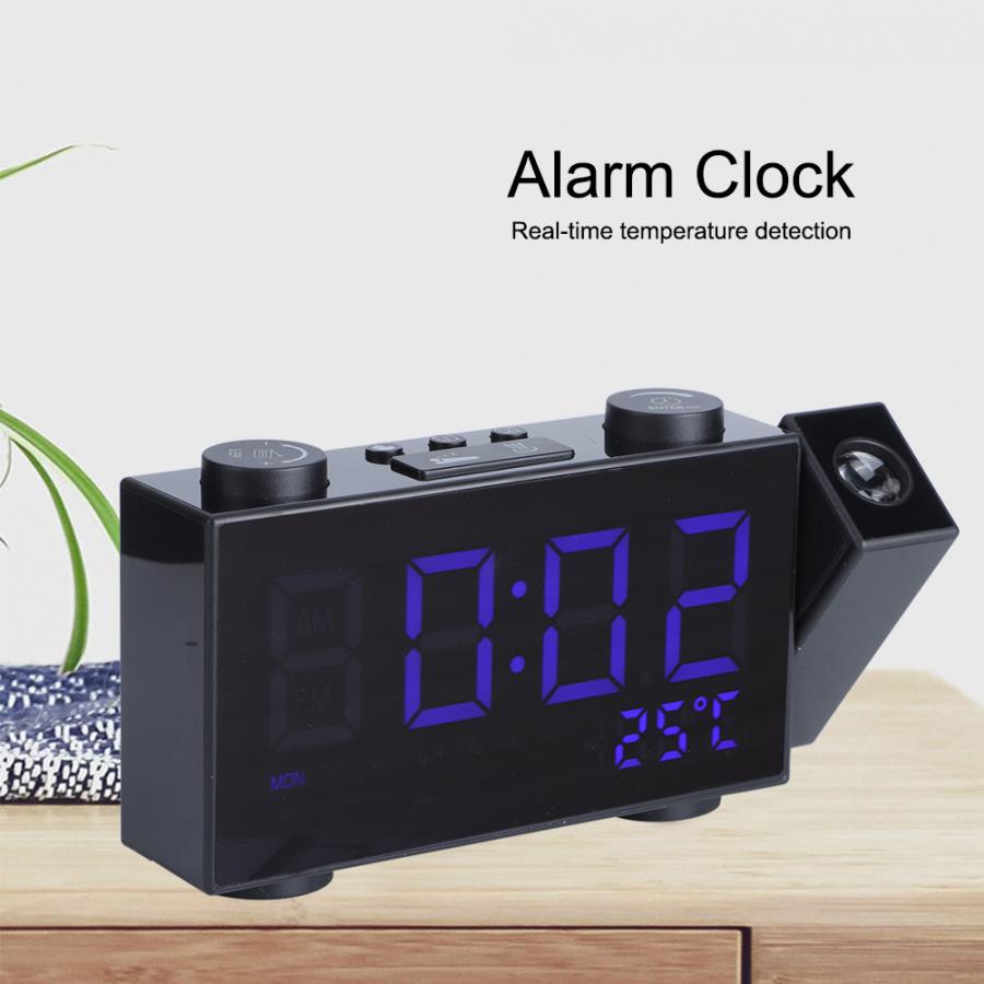 LED Display Alarm Clock Fuctions Button USB Digital Mirror Desk Clock Temperature Calendar Snooze Function with FM Radio
