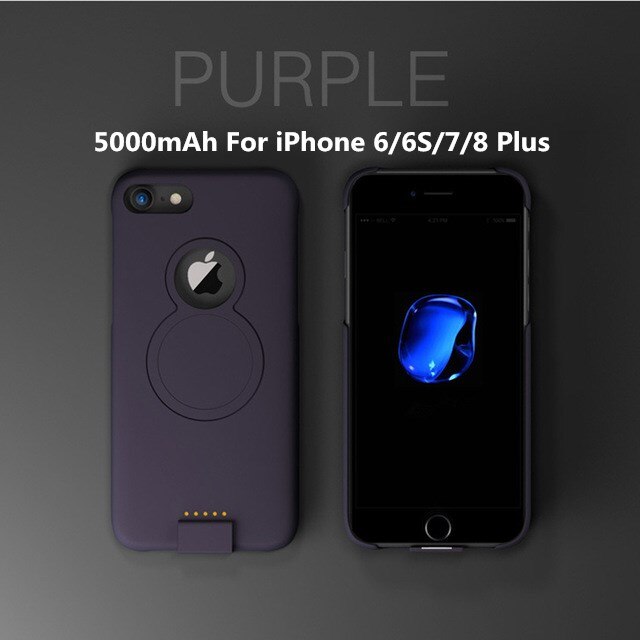 For iP 8/7/6 Extended Phone Battery Power Case For iPhone 8/7/6s/6 Plus Wireless Magnetic Battery Charger Case For iPhone Xs/X: Purple 2