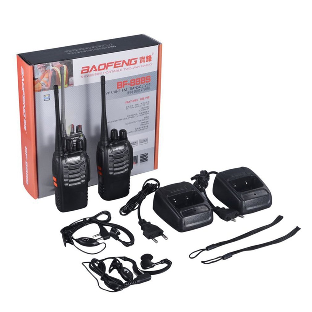 Baofeng-Walkie Talkie BF-888S radio bidireccional portátil, 5W, Radio CB UHF 400-520MHz, transmisor transceptor, 2 uds.