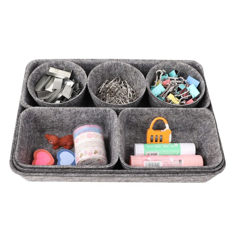 8 In 1 Felt Office Drawer Organizer Trays Drawers Organizers Bins Dividers Case