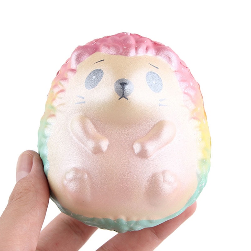 Jumbo Colorful Galaxy Hedgehog Squishy Cartoon Doll Slow Rising Soft Squeeze Toy Bread Cake Scented Fun for Kid Xmas 9*10CM