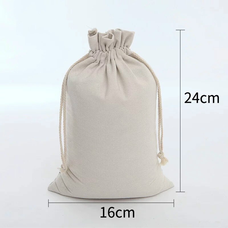 Grote capaciteit blanco trekkoordtas, rijstkorrelverpakkingszak, meelzak, herbruikbare canvas tas van puur katoen, opbergtas: A2
