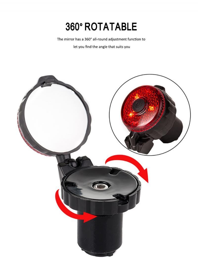 Mini Bicycle Bike Handlebar End Adjustable Rearview Mirror With Warning Light Rotate Mountain MTB Bike Cycling Accessories: 01