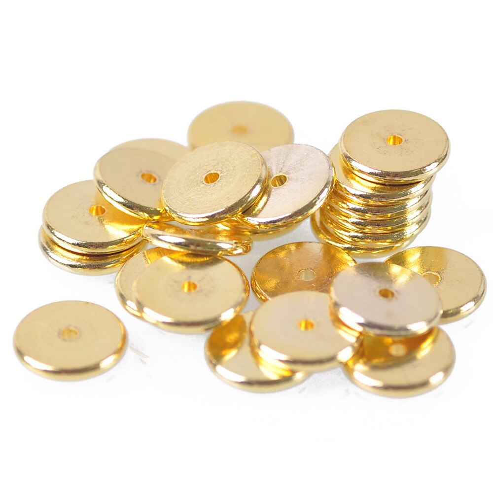 Solide Durcheinander Metall Gold Flache Runde bilden 4mm 6mm 8mm 10mm 12mm 14mm verlieren Abstandshalter Perlen viel für Schmuck, sterben DIY Erkenntnisse