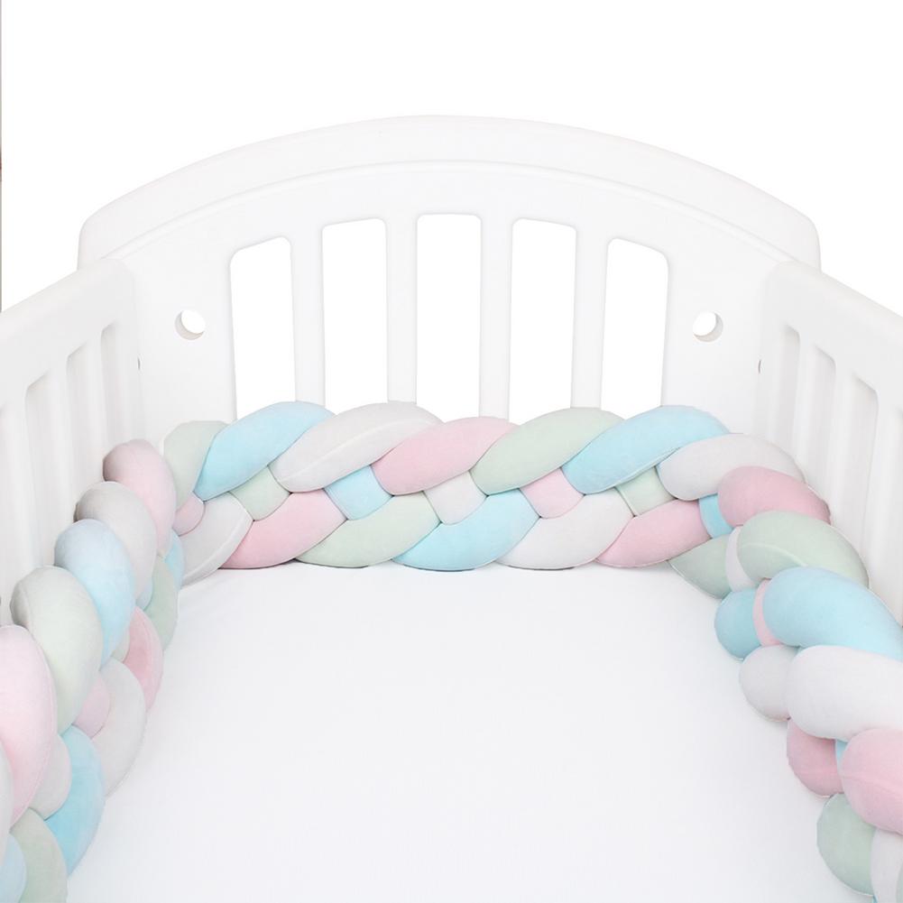 78.7 Inches/200Cm Vouwen Twisted Dikker Baby Bed Bumper Zachte Kleurrijke Gevlochten Baby Wieg Beschermende Pad Kussen Voor cot: C