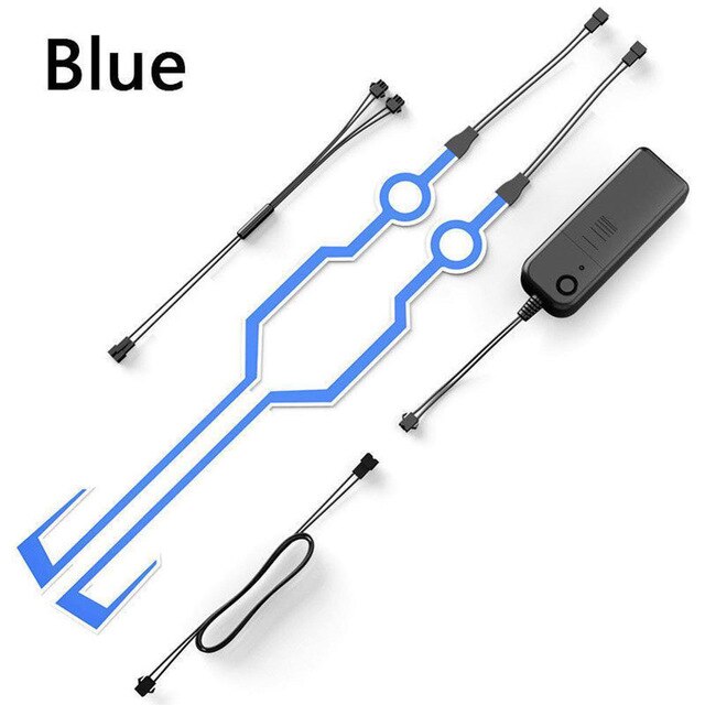 Motorhelm Night Riding Light Signaal Waterdicht Duurzaam Helm Moto Kit Knipperende Strip Led Licht Lichtgevende Helm Sticker: Blauw