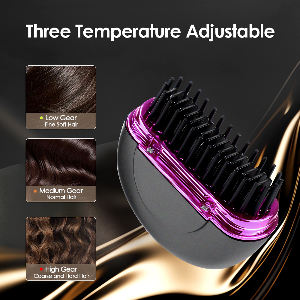 Portátil mini alisamento pente anti-queimadura 3 configurações de temperatura aquecimento rápido sem fio alisador de cabelo estilo pente para trav