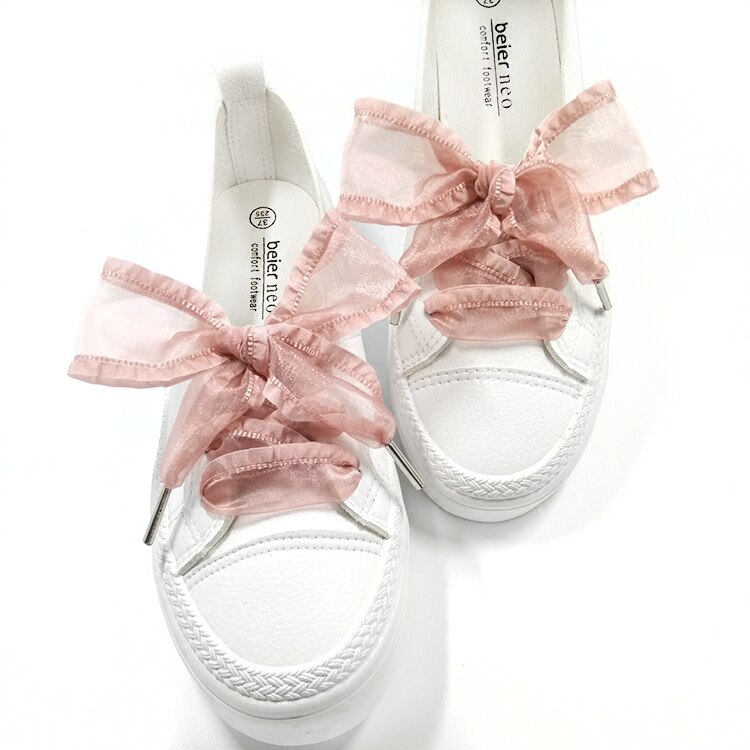 Cordones de Organza con volantes anchos de 4cm, 18 colores, lazo de hilo de gasa, cordones anchos, , belleza, zapatos informales blancos,