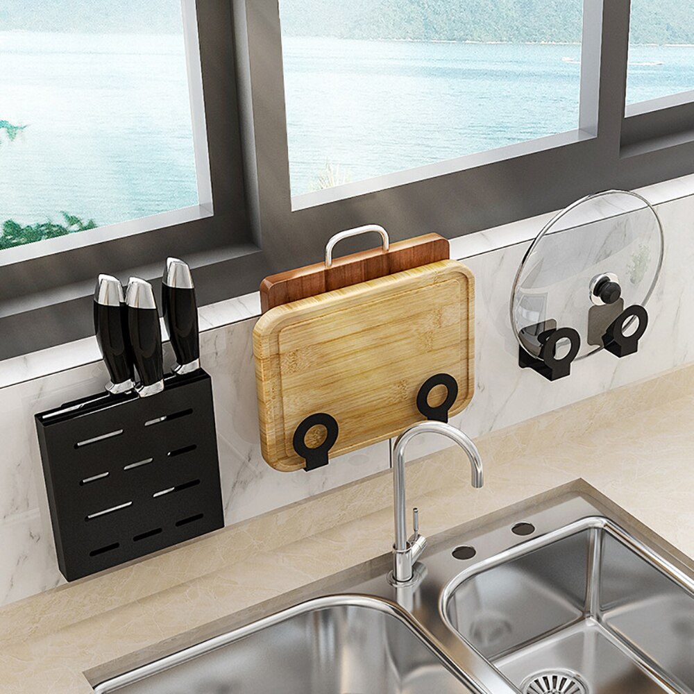 Wall-Mount Spice Racks stainless Kitchen Organizer Storage Shelves Spoon Hanger Hook Kitchen Gadgets Accessories Supplies