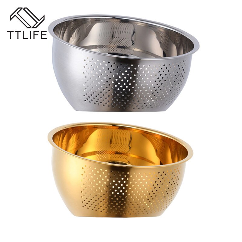 De acero inoxidable escurridor lavado cuencos cocina colador de Pasta verduras utensilios de cocina frijoles tamiz frutas Herramientas de limpieza