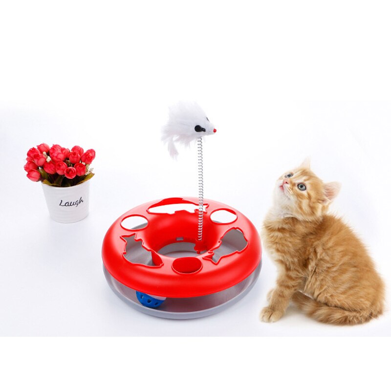 Brinquedo de treinamento do gato da mola do rato única camada placa de diversões gatos treinamento plataforma giratória interativa brinquedos suprimentos para animais estimação