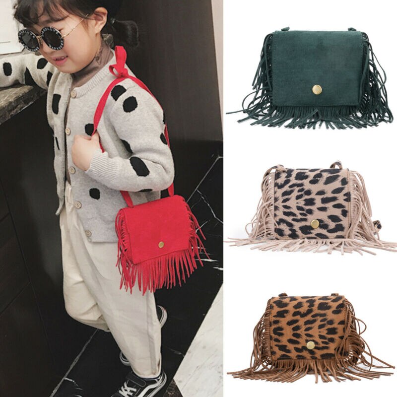 Tassel Mini Messenger Bag Kids Girls Handbags Coin Purse Children Shoulder Bags