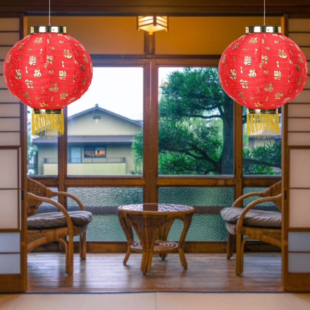 Outdoor 10 inch Traditional Chinese Style Cloth Hanging Lanterns Lamp Waterproof Pub Bistro Restaurant Decorative Supplies