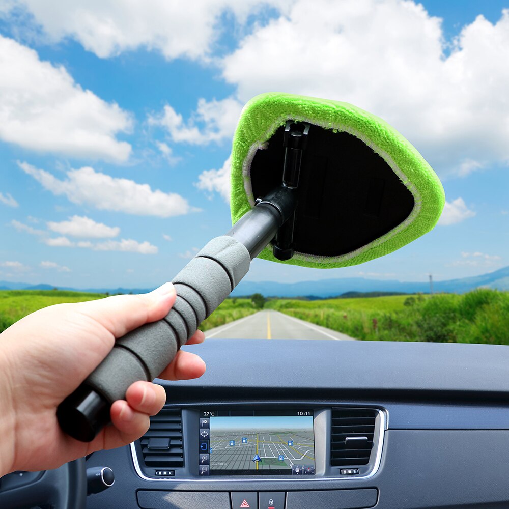 LEEPEE Microfiber Telescopic Window Glass Cleaner Car Window Cleaner Window Scraping Mist Eliminator Windshield Cleaning Brush