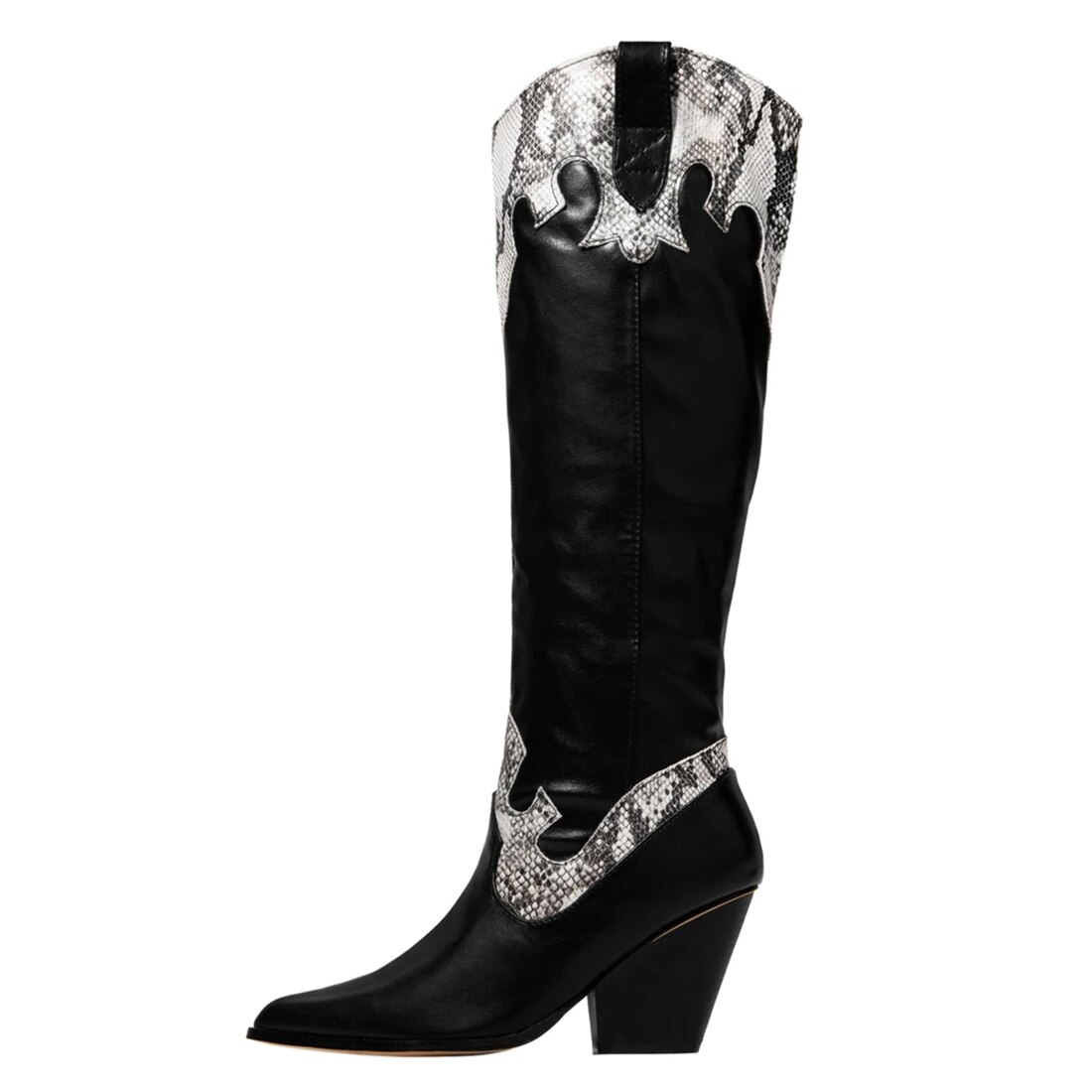Big Size 35-43 Knie Hoge Laarzen Vrouwen Puntschoen Zebra Patroon Leopard Herfst Winter Lange Laarzen vrouw: 37