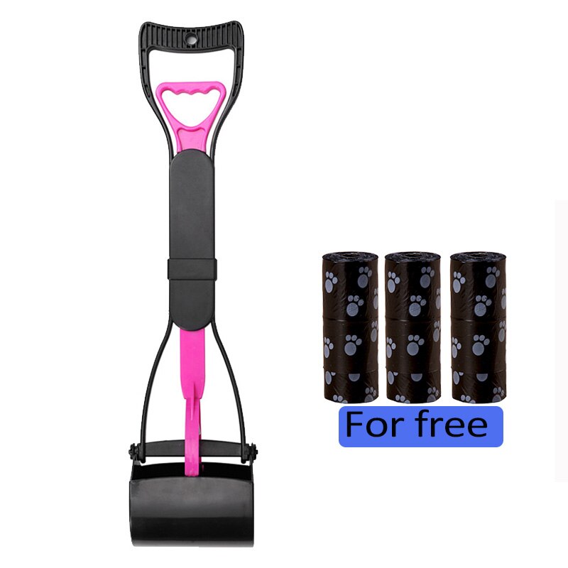 Portable Dog Feces Picker Foldable Pet Manure Clip Outdoor Use Pet Poop Storage Box Dog Sanitary Fittings With Garbage Bags: Style 2 pink / L