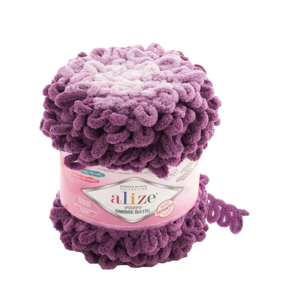 Finger Knitting Yarn - Easy Knitting - NO SKEWERS - NO NEEDLES - BIG - 55 Meters(600gr) - 11 Color - Alize Puffy Ombre Tie Dye-DIY: 7427