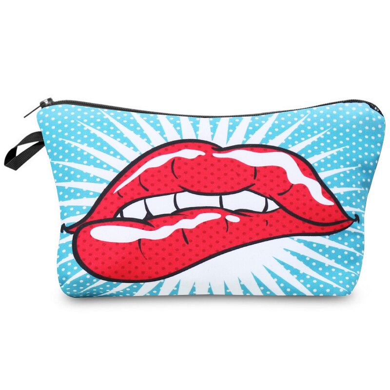 Cosmetic Bag Women Brand makeup bags Cute small bag headset bag small candy Cosmetic Bags 3D digital printing Big mouth