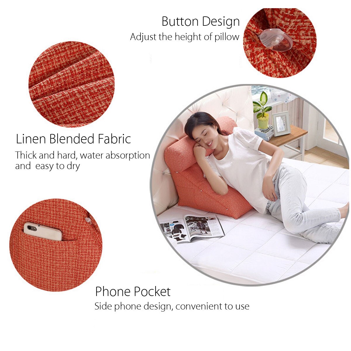 Poduszka z klinem poduszka z bawełny sofa regulowana z powrotem poduszka z klinem pas lędźwiowy wspierający z głową na szyję poduszka robić czytania