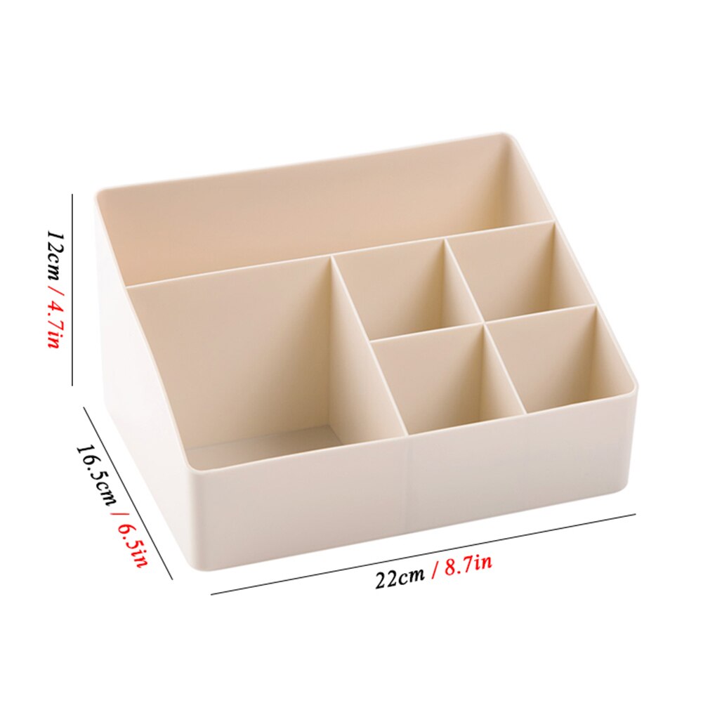 Organizador de maquillaje de escritorio de 6 rejillas, caja de almacenamiento de cosméticos, soporte para pincel y lápiz labial, suministros para el hogar y la Oficina