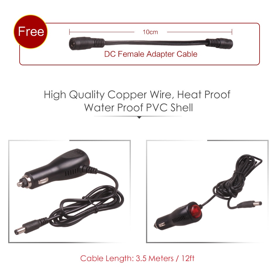 Adaptador de enchufe de 12V 24V para coche, camión, autobús, barco, motocicleta, alimentador para encendedor de cigarrillos, Cable de extensión DC 2,1x5,5mm, enchufe macho y hembra