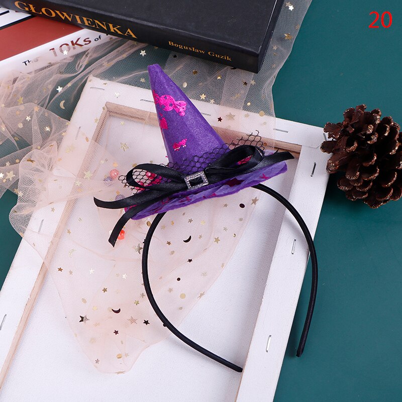 1 Uds Halloween niñas diadema bruja Cosplay tocado con calabaza aro de pelo decoración de: 20