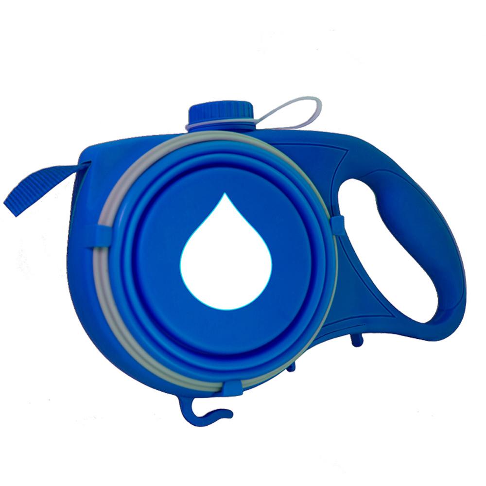 Multifunction Pet Dog Leash with Built-in Water Bottle Bowl Waste Bag Dispenser Outdoor Walking: blue