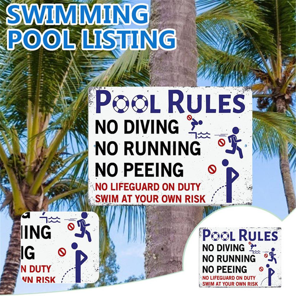 30*20cm Aluminum Alloy Swimming Pool Decoration Sign Warning Rules Sign Outdoor Summer Decoration Pendant Accessories Supplies