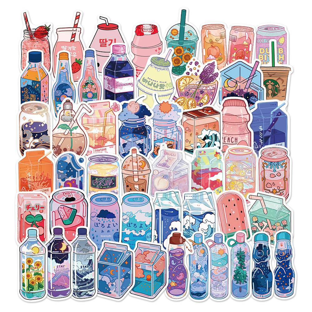 10/30/50PCS Drink Bottle Cute Sticker Graffiti Sticker Luggage Trolley Water Cup Waterproof Sticker