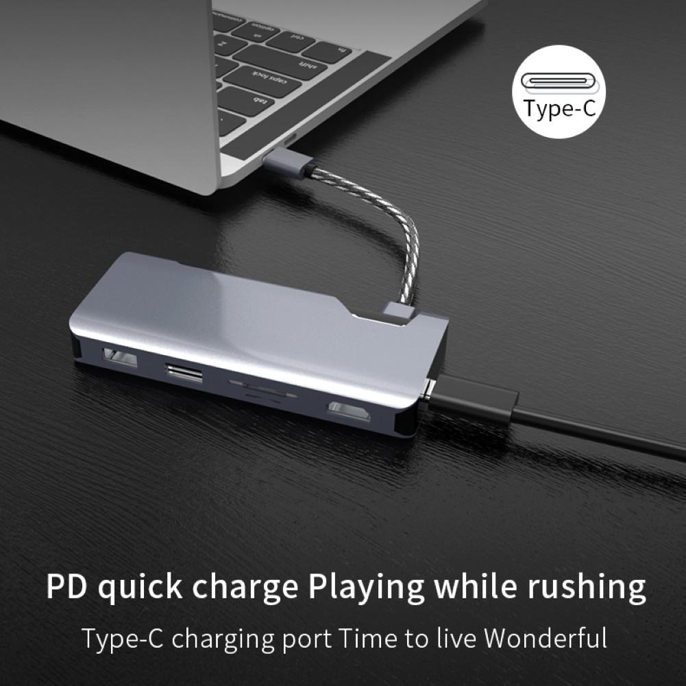 7in1 Typ-C USB-C zu HDMI-kompatibel RJ45 USB 3,0 PD Ladung Hub Docking Bahnhof Adapter multifunktionale Hub telefon zubehör