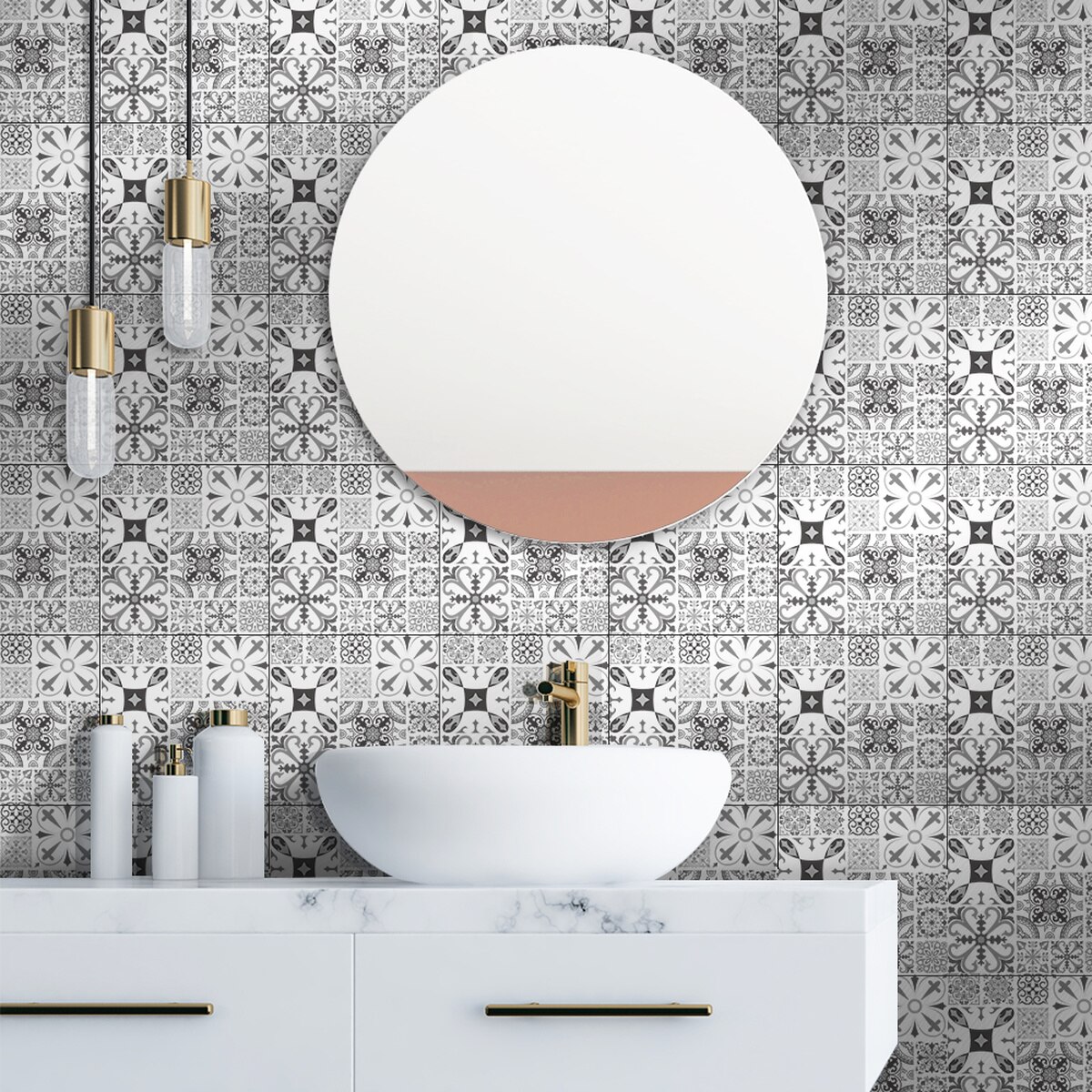 12Pcs Marokkaanse Metalen Wind Knipperende Keramische Tegel Met Silver Chrome Materiaal Keuken Badkamer Zelfklevende Woondecoratie