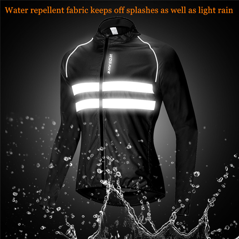 WOSAWE Ultralight Reflective Men&#39;s Cycling Jacket Long Waterproof Windproof Road Mountain Bike MTB Jackets Bicycle Windbreaker