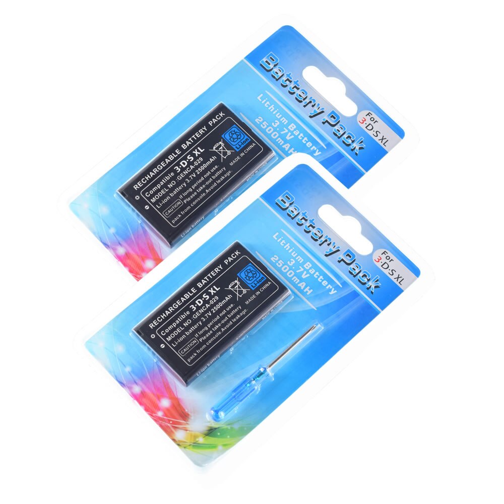 Twee Oplaadbare Batterij SPR-003 Voor Nintendo 3DS Xl &amp; Ll + Schroevendraaiers 2500 Mah