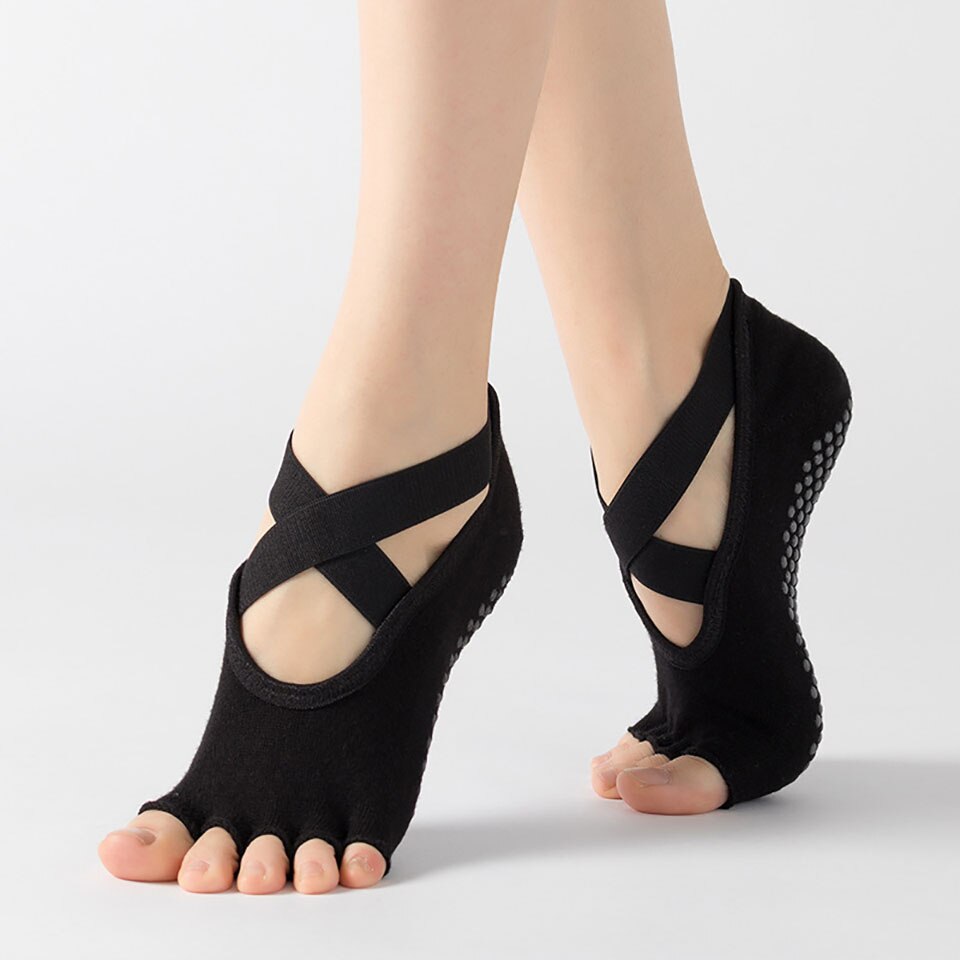 Calcetines de Yoga de cinco dedos para mujer, medias antideslizantes transpirables de secado rápido, de , de algodón, para Ballet, baile y Fitness: 01