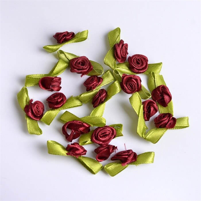 Mini Roses artificielles en soie, 500 pièces, 1.5cm, ruban en Satin, fleurs, fait à la main, décoration de mariage: Wine red