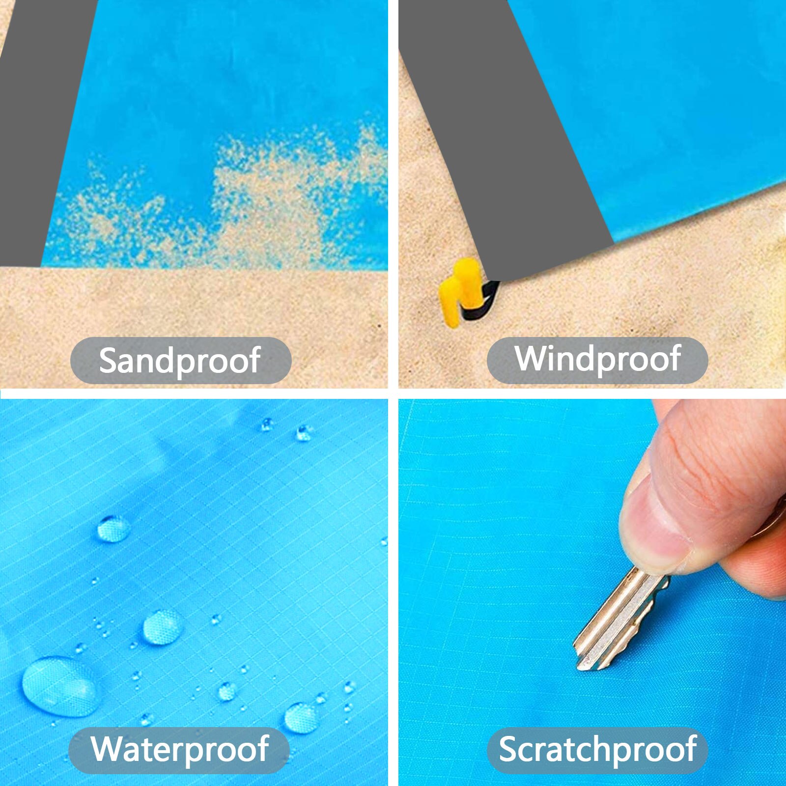 Coperta da spiaggia portatile impermeabile a prova d'umidità stuoia da Picnic all'aperto con borsa picchetti moschettone per campeggio spiaggia escursionismo 79x83in