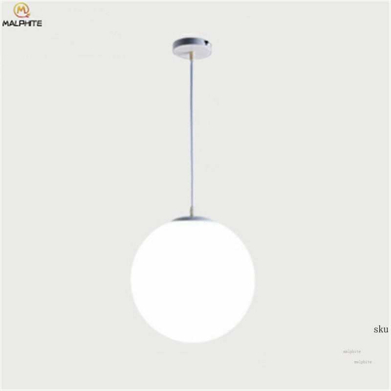 Moderne Witte Glazen Bol Hanglamp Slaapkamer Restaurant Nordic Lamp Melk Ball Suspension Industriële Deco Led Verlichtingsarmaturen