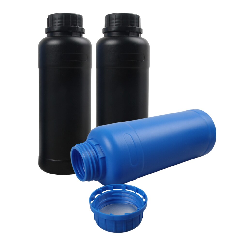 3x 500ml Darkroom Chemical Potion Storage Plastic Bottles Film Negative Develop: 2Black and 1Blue